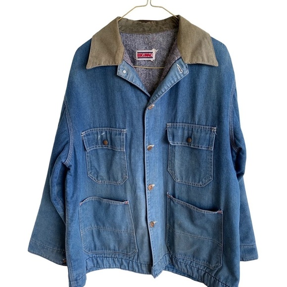 Vintage Big Mac Blanket Lined Denim Barn Coat Chore Jacket Men’s Size XL - Picture 1 of 13